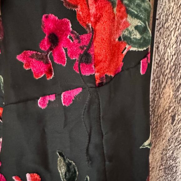 Anthropologie Ett:Twa Velvet Burnout Floral Jumpsuit Wide Leg Dark Romantic M - Picture 8 of 10